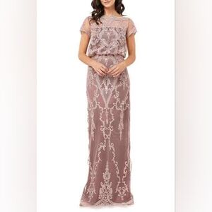 NWT Size 16 JS Collections Scallop Blush Embroidered Blouson Evening Dress